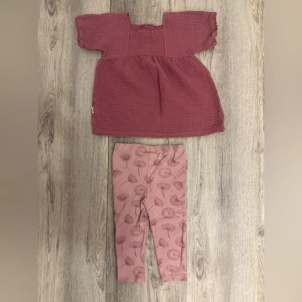 Rabbit + Bear Pink Baby Dress and Leggings Set